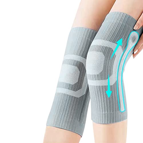 Image of JUMISEE (One Pair) Compression Knee Brace with Silicone Gel Spring Support, Men Women Knee Sleeve Leg Support for Running Pain Management Arthritis Pain Relief Rheumatism