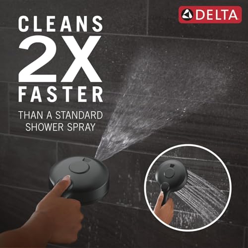 Image of Delta 5-Setting HydroRain 2-in-1 Dual Shower Head with ProClean Spray, Matte Black High Pressure Shower Head with Handheld Spray, 1.75 GPM Flow Rate, Matte Black 75419BL