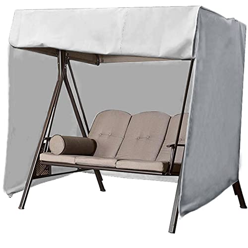 Outdoor-Schaukelstuhl-Abdeckung für 3–4 Sitze, wasserdicht, UV-beständig, winddicht, mit Doppelreißverschluss, Terrassenüberdachung, Grau