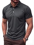 TACVASEN Herren Poloshirt Kurzarm Golf Atmungsaktives Polo Shirts Männer Sommer Tshirt Sport Basic Freizeit Polohemd (M, Dunkelgrau)