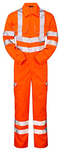 PULSAR® Rail high-visibility orange polycotton combat work coverall #PR339 Large