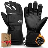 ZENUTA Snow Ski Gloves Unisex, Waterproof Gloves for Cold Weather, Winter Gloves Men, Snowboard Gloves Women, Warm Gloves(Black,L)