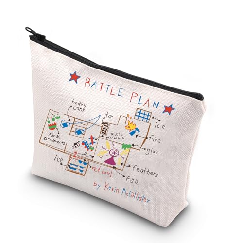 KUIYAI Funny 90s Movie Gift Alone At Home Movie Inspired Gift 90s Christmas Movie Party Makeup Zipper Pouch Bag (Battle Plan)