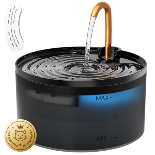 Cat Water Fountain, 71oz/2.1L Cat Fountain for Drinking with Copper Faucet, MISFANS-Designed Pump &...