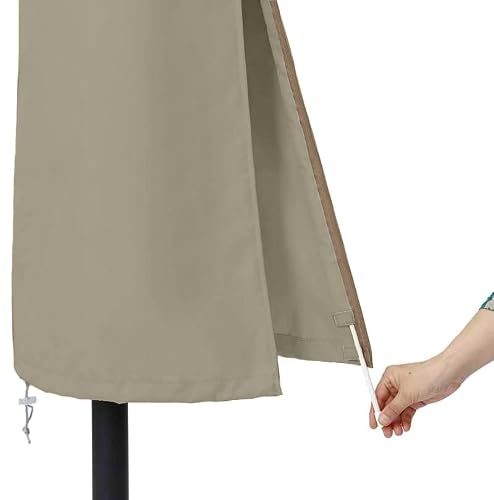 Garden Balsam Umbrella Cover for 6ft to 9ft Patio Umbrellas, Fade Resistant, Waterproof and Durable Market Umbrella Cover with Zipper and Rod Desert Khaki - Thumbnail 6