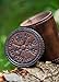Ulfberth - Viking dice Cup with Embossed Motif - Genuine Leather - Medieval Leather Cup with Engraving (with lid, Vegvisir Embossing, Brown)