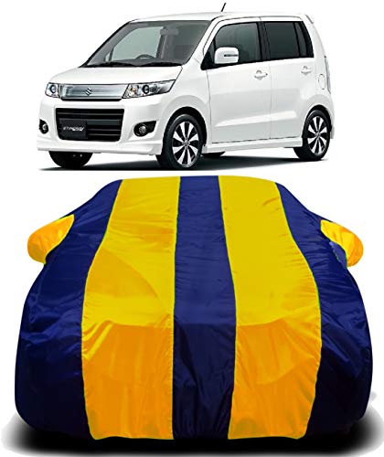 Image of Waterproof Car Cover with Ultra Surface Body Protection (Yellow Stripes) (Maruti Suzuki WagonR Stingray)