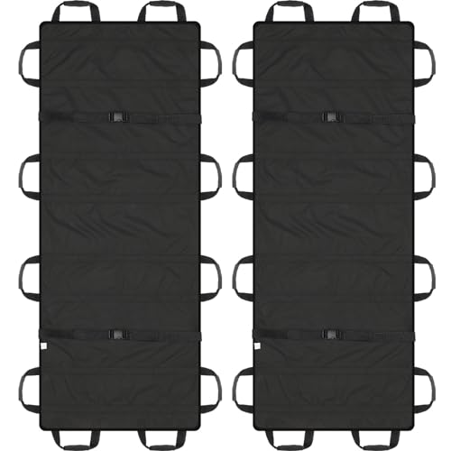 Threlaco 2 Pcs 72 x 27 Portable Transport Stretcher Medical with 12 Rubber Foam Handles Folding for Emergency Lightweight Patient and Animals Transport for Rescue First Aid(Black)