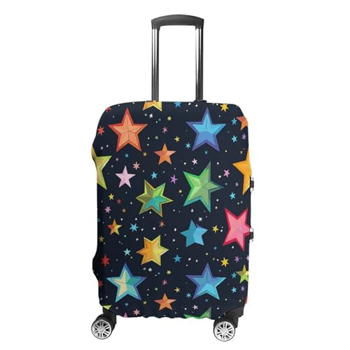 Simple Colorful Stars Luggage Cover, Washable Elastic Suitcase Cover Protector Fit 18-32 Inch Luggage