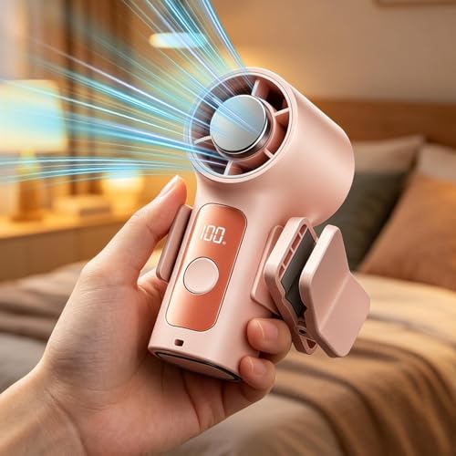 Mini ventilador de refrigeración recargable USB compacto con pantalla LED digital 7