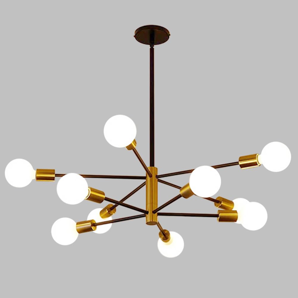Suspension à tube long en métal doré E27 : lustre de salon chic style industriel rétro