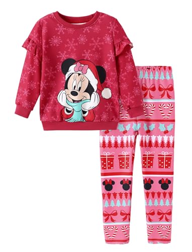 Image of Disney Frozen Minnie Mouse Stitch Princess Fall Toddler Girl Outfit 2 Piece Girl Clothes Long Sleeve Sweatshirt and Leggings