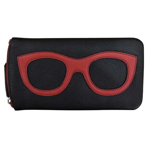 Image of ili New York Smooth Leather Soft Eyeglass Case, Zip Closure with RFID Blocking Lining, Travel-Friendly in Vibrant Colors