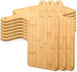 10 Pcs Bulk Cutting Board Wood Chopping Boards Laser Engraving Serving Board Charcuterie Boards for Customized Mother's Day Wedding Housewarming Gift (with Handle,Bamboo)