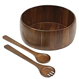 Gibson Home Laurelton 3-Piece Acacia Wood Salad Serving Bowl Set – Large 13-Inch Bowl with 2 Serving Tools
