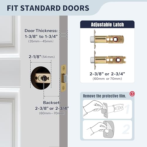 LOQRON Polished Gold Round Style Door Handle Without Lock and Key, Passage Reversible Door Lever for Hallway or Closet Door, Polished Brass Finish by LOQRON - Used condition - Image 3