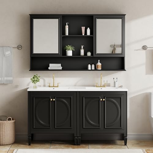 budget black bathroom vanity combo with mirror
