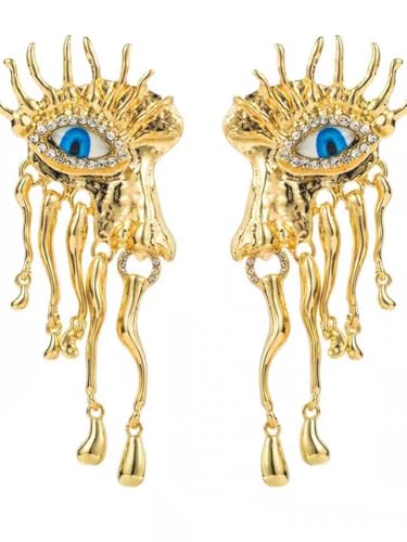 Evil Eye Earrings for Women, 18K Gold Plated Alloy Hoop Earrings, Handmade Mom Dangle Earrings Gift for Christmas Mother Holiday