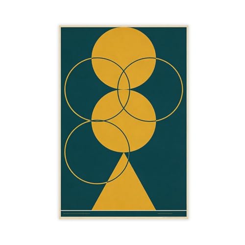 Minimalist Geometric Poster – Bold Teal & Mustard Circular Abstraction