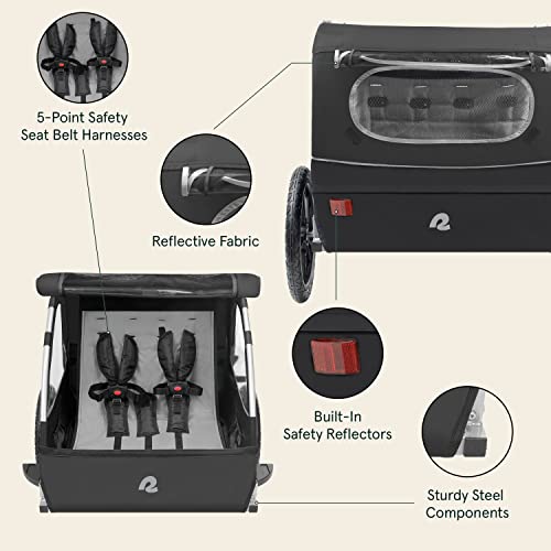 Image of Retrospec Rover Kids Bicycle Trailer Single and Double Passenger Children's Foldable