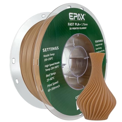 Image of EPAX High Speed PLA+ 3D Printer Filament, Fast PLA 3D Printing Filament, 1.75mm, Dimensional Accuracy + /- 0.03 mm, 1KG Spool (Light Brown)