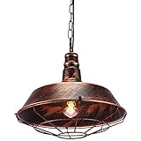 Glighone Lampada a Sospensione Vintage Industriale Lampadario Metallico con Edison Retro E27 Finitura di Rame