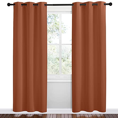 Image of NICETOWN Bedroom Small Blackout Curtains 78 inches Long, Burnt Orange, 1 Pair, 42 x 78 inches, Privacy and Thermal Insulated Blackout Drapes for Office Windows