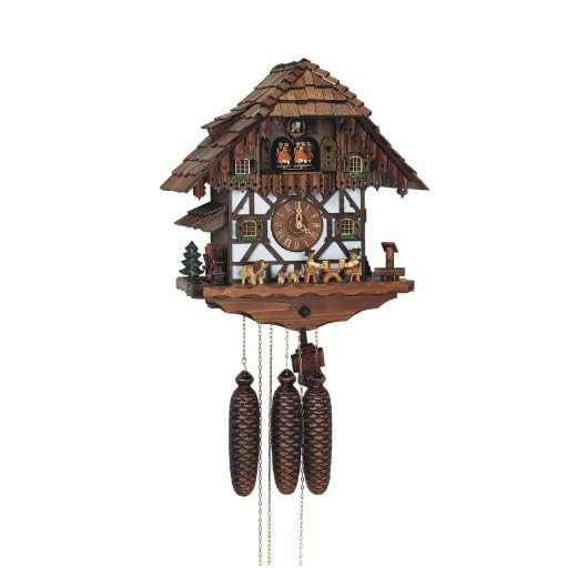 Schneider 15.5" Chalet 8-Day Movement Cuckoo Clock with Beer Drinkers