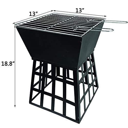 Puits de feu de jardin carré en acier inoxydable avec barbecue