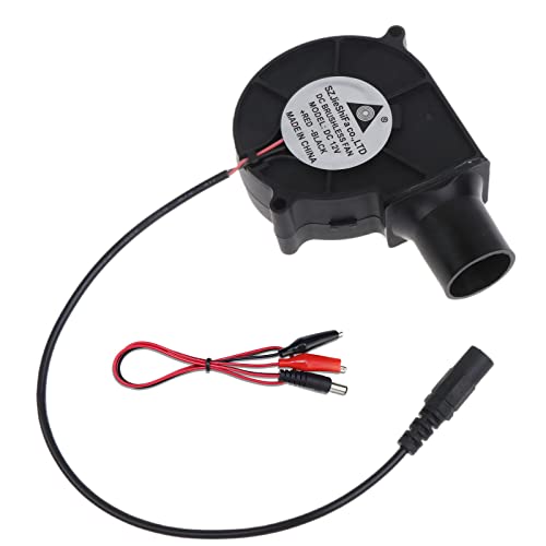 Ventilador de metal fundido para barbacoa, chimenea, para picnic, para barbacoa, cansado eléctrico, 75 mm, para CC 12 V, 5,5 x 2, 1 mm
