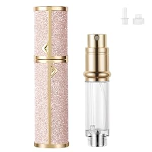 LOPHE Perfume Travel Bottle, 5ML Luxurious Perfume Atomiser Refillable, Shining Perfume Spray Bottle, Easy to Refill Perfume Atomiser for Women Men (Pink)