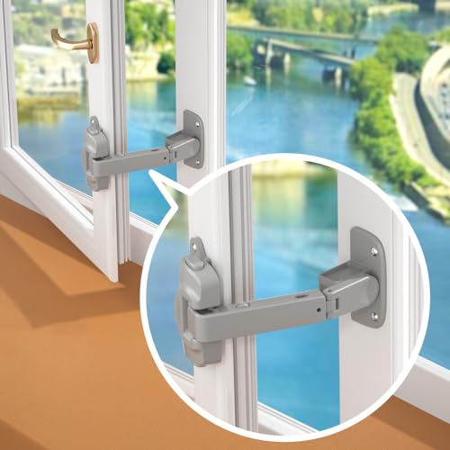 Cerradura de seguridad para ventana de bebé que evita caídas en marcos de UPVC y madera gris