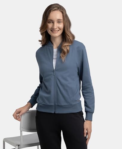 Image of Jockey A111 Women Super Combed Cotton French Terry Drop Shoulder Styled Jacket with Ribbed Cuff and Hem