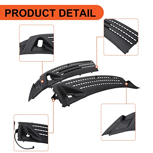 Ecotric Windshield Wiper Cowl Cover Panel Compatible With 2004-2008 Ford F150 Outer Window Wiper Cowl Grille Replacement For 4L3Z-15022A69-Aa & 4L3Z-15022A68-Ba #TOP2
