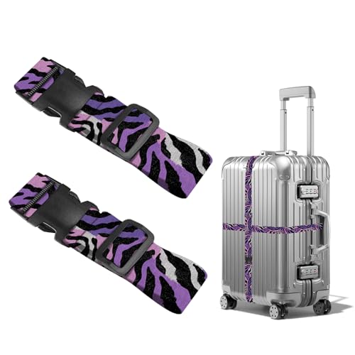 Image of Nuxovilar Luggage Straps Set for Suitcase 1.96x90.5in Polyester | Cargo Strap Travel Belt Security Buckle Band Adventure Trip Outdoor Travel Casual Use (Zebra Print)