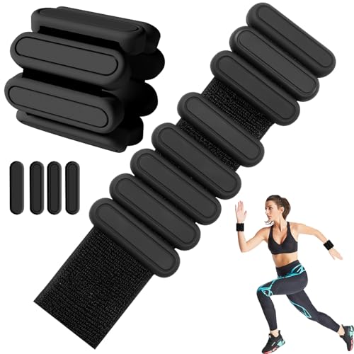 LEAZZLE Juego de 2 Piezas Pesas para Tobillos Ajustables, Pesas para Muñecas de Silicona, Pesos Fitness, Ideal para Yoga, Pilates, Natacion, Ejercicio Aeróbicos, para Mujer & Hombre,1 LB/450g Cada Uno