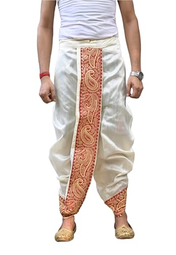 Image of Men's Ready to Wear Pant System MARWADI Embroidered Dhoti for Marriage, Party, Pooja, Festival etc. (GC009)