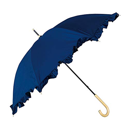 ウォーターフロント 長傘 Denim Frill Parasol ネイビー 手開き 晴雨兼用 50cm