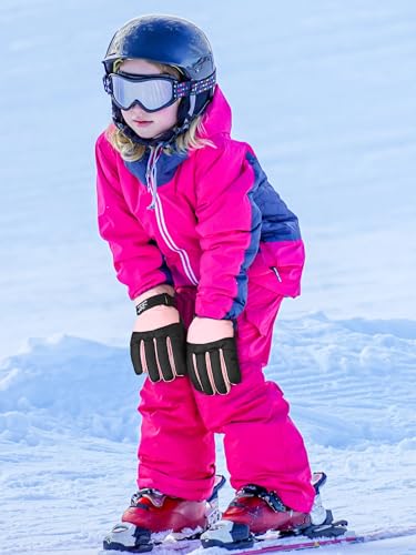 Image of SATINIOR 2 Pairs Kids Waterproof Winter Snow Gloves Ski Gloves for Boy Girl Outdoor Warm Thickening Snowboard