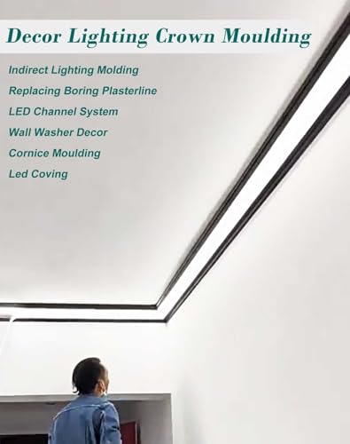 Diffuseur LED de plafond noir et bandeau de lumière indirecte pour moulure 24m