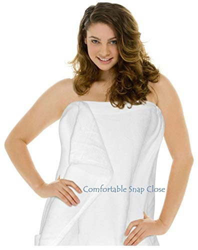 Plus Size Luxury Spa Wrap 1X-6X Bath Beauty Shower Towel Swim Cover Up Wrap Cotton Terry Velour With Snaps 1X 2X 3X 4X 5X 6X (Ebony Black, 4Xl 3X-4X) #TOP2