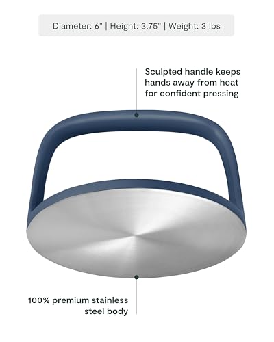 image for Caraway Grill Press with Handle - 100% Stainless Steel Body - Safe for
