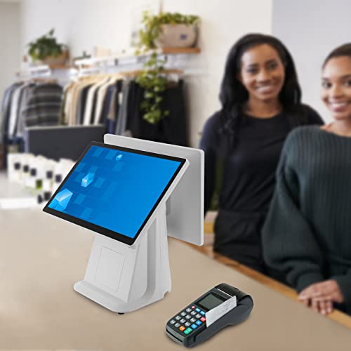 Cash Register, Retail and Restaurant POS Terminal Machine for Small Business, 15.4-inch Flat Touch Screen and 15.4-inch Customer-Facing Screen for Retail and Restaurant