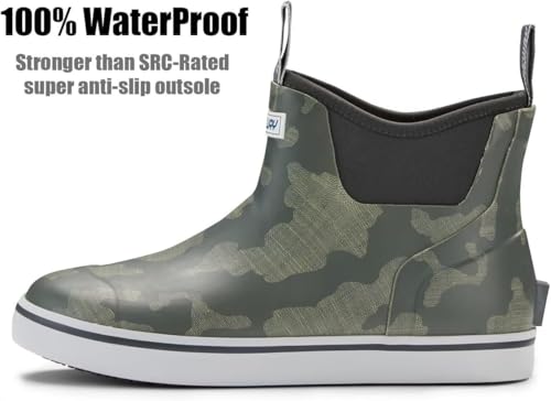 Image of SUREWAY Men's Ankle Fishing Deck Boots for Men-Waterproof,Professional Non-Slip Soles for Wet Slippery Surface,Neoprene Rubber Rain Boot /Shoes for Hunting Boating Gardening