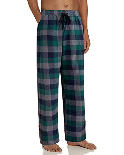 Image of Mens Flannel Pajama Pants Plaid Heavyweight Cotton PJs Bottoms Sleepwear