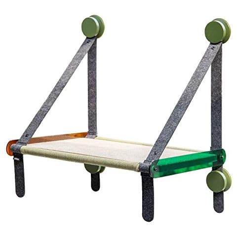 pidan Cat Hammock Window Cat Bed Cat Window Perch Window Seat with Extra Cat Scratch Pad Three-Layer Screw Nut Suction Cups Cotton-Linen Cover
