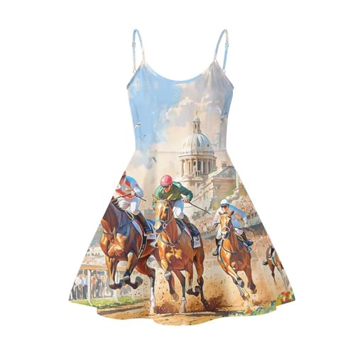 Image of Biyejit Women Casual Loose Dress Strap Long Summer Beach Swing Dress