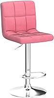 Vista 4 de Yaheetech Taburetes de bar de terciopelo rosa, juego de 4 taburetes de bar ajustables, taburetes giratorios sin brazos con cojín de asiento grueso