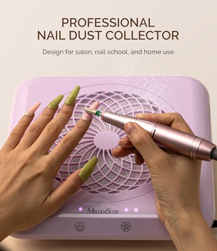 Image of MelodySusie Professional Nail Dust Collector with Max Suction Power,SProF 4500RPM Nail Vacuum Fan with 3 Suction Modes,Touch Control,Acrylic Nail Tools for Nail Tech & Salon Use,Purple