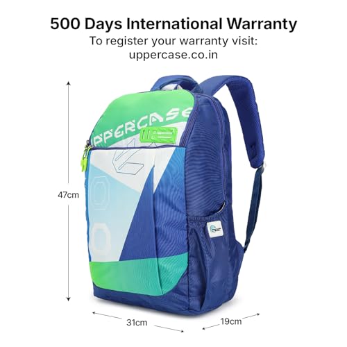 Image of uppercase Campus School Backpack | Well-Padded, Double Compartment with File Sleeve, Organizers, Side Bottle Pocket | For Boys & Girls | 500 Days Warranty